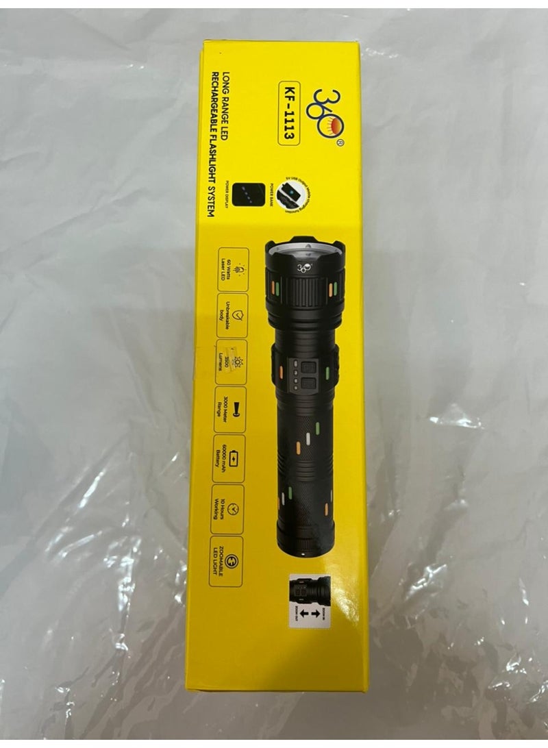 360 Professional Aluminum Alloy Type-C Rechargeable 3000m Long Range High Power Torch - Image 2